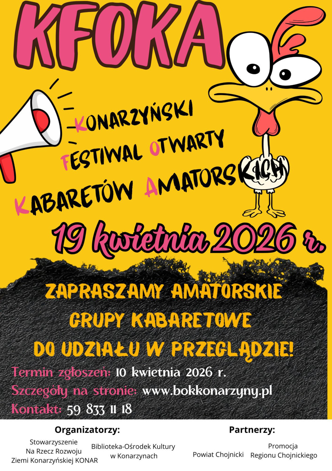 Festiwal amatorskich kabaret&oacute;w KFOKA w Konarzynach obchodzi jubileusz. Organizatorzy czekają na zgłoszenia