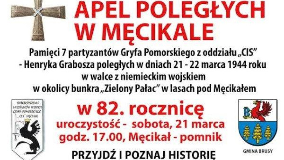 W Męcikale, w gminie Brusy, odbędzie się dziś 21.03 apel ku czci poległych partyzantów Gryfa Pomorskiego