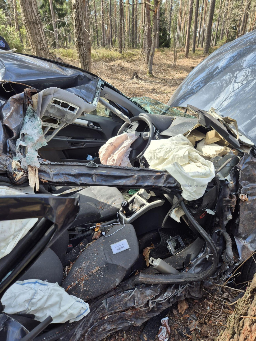 Wypadek w gminie Lubiewo. Auto uderzyło w drzewo w pobliżu Lubiewic