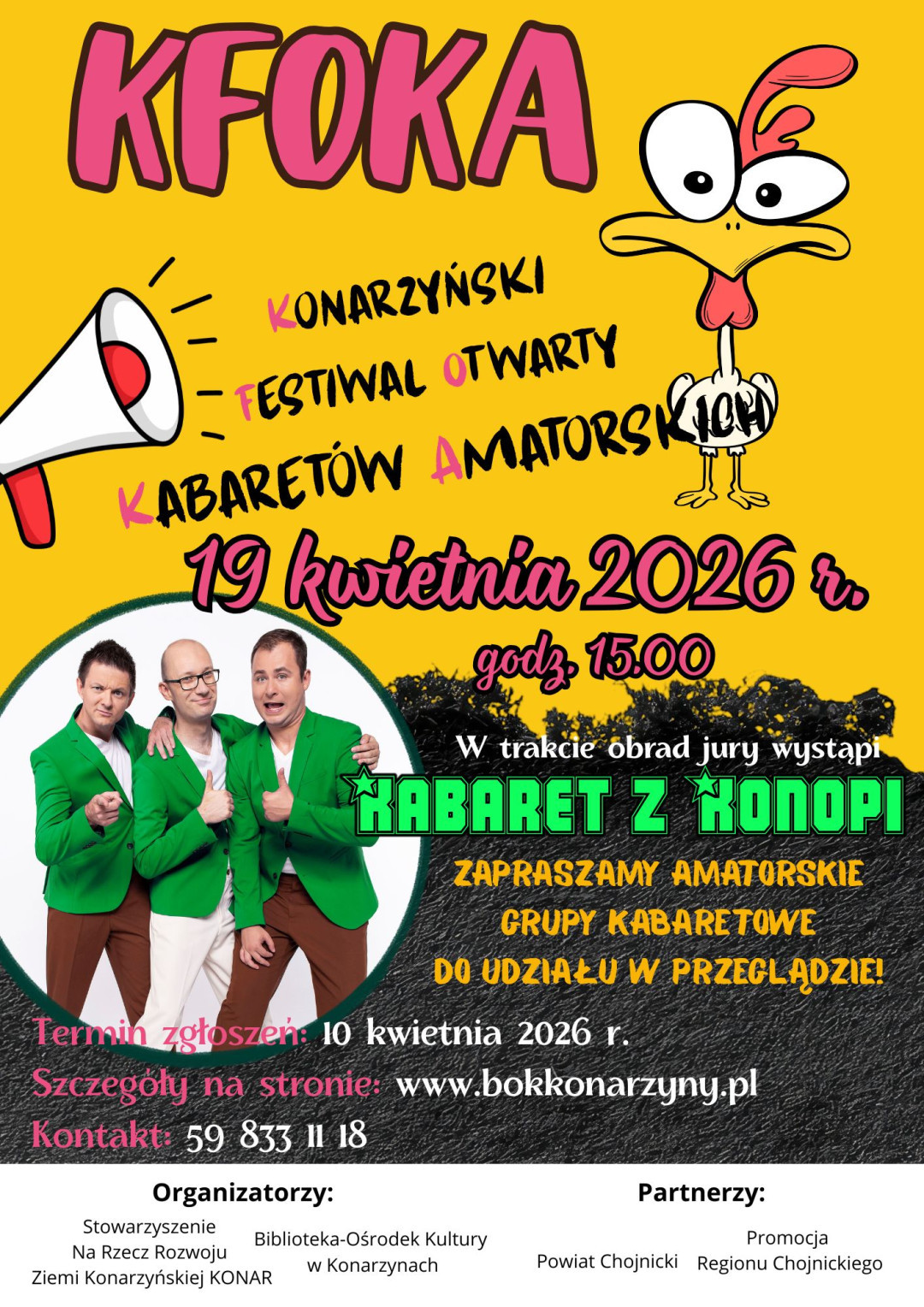 Amatorskie kabarety na scenie, czyli konarzyńska "KFOKA" - impreza już w niedzielę 19 kwietnia