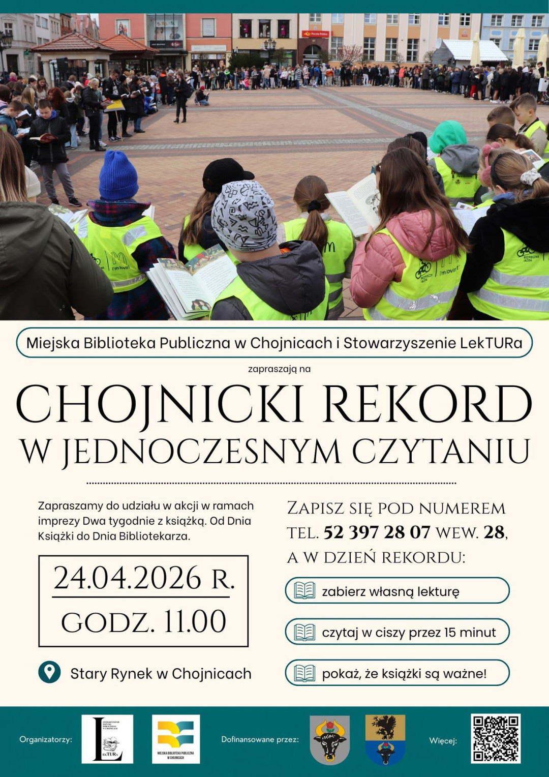 W piątek (24.04) na chojnickim rynku pr&oacute;ba bicia rekordu w jednoczesnym czytaniu. Chętni mogą się zapisywać