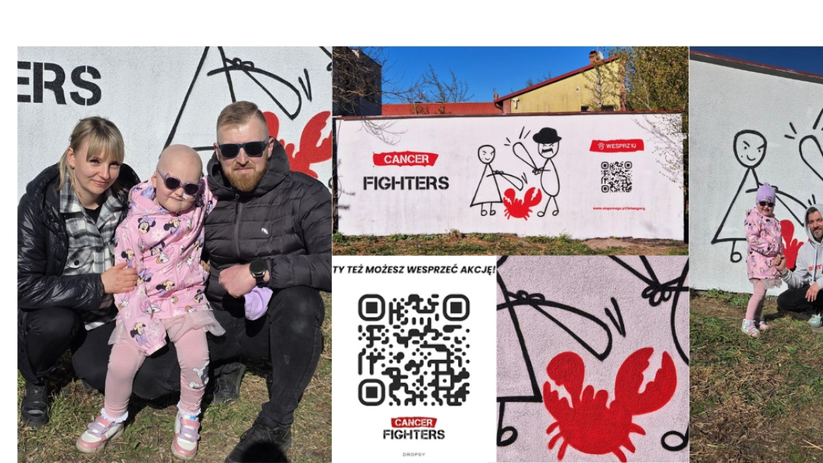 Łatwogang i Cancer Fighters dają nadzieję także w Człuchowie. Michał Gałan stworzył mural w centrum miasta z myślą o Nadii