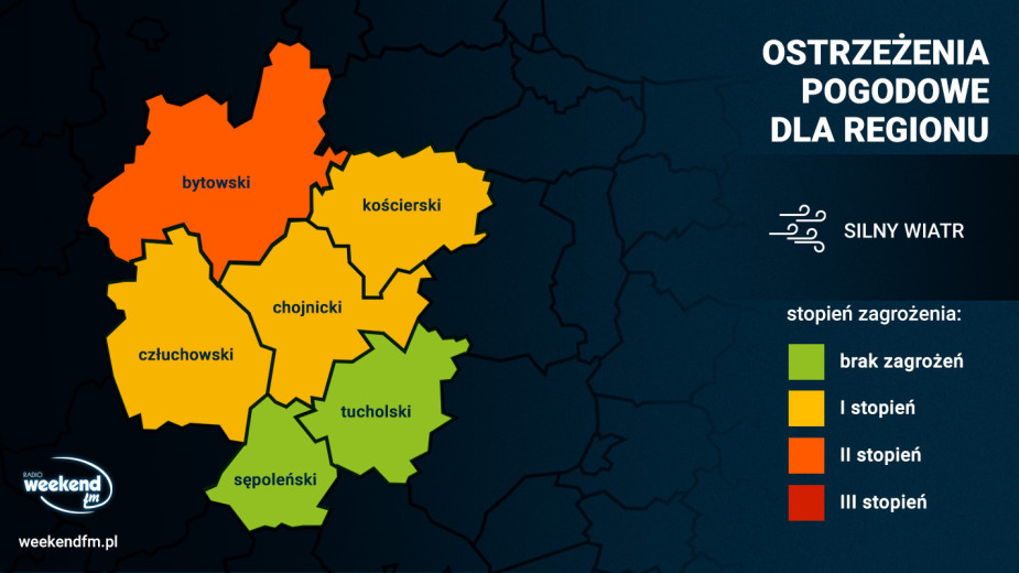 Uwaga na silny wiatr. IMGW wydał ostrzeżenia dla naszego regionu. Wiatr w porywach może osiągać do 95 km/h