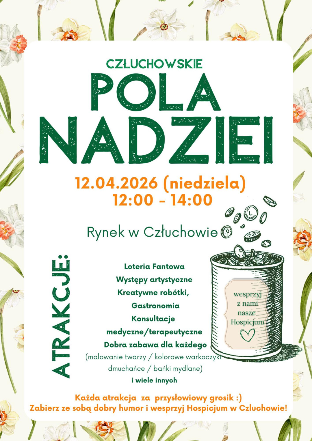 "W kwietniu żonkile rozkwitają i tworzą pola nadziei". W niedzielę (12.04) można wesprzeć człuchowskie hospicjum (ROZMOWA)