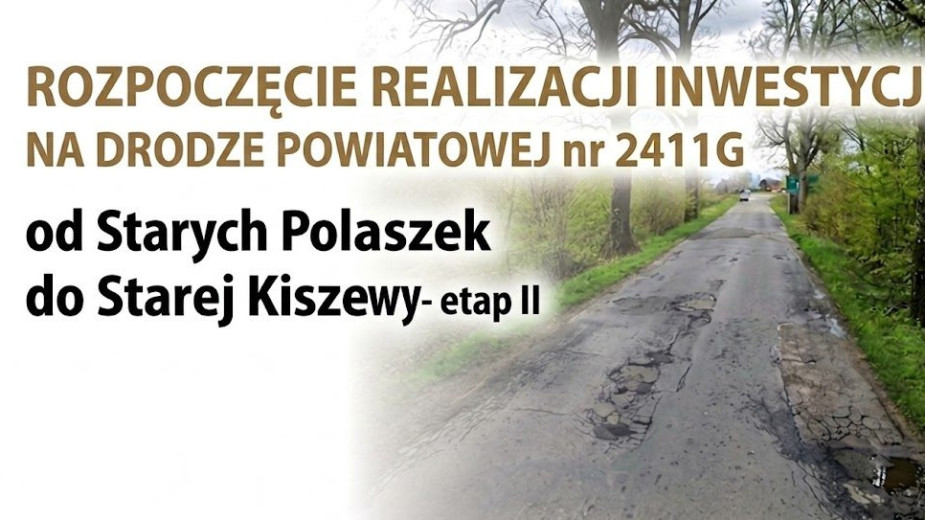 Rusza drugi etap modernizacji drogi Stare Polaszki - Stara Kiszewa. W maju na ten odcinek wjedzie ciężki sprzęt