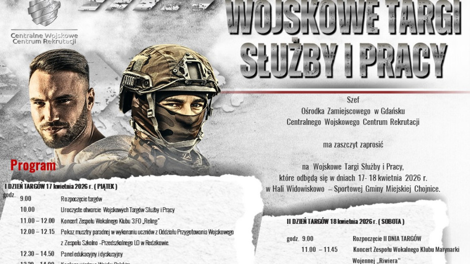 W Chojnicach dziś 17.04. pierwszy dzień Wojskowych Targów Służby i Pracy. Armia zaprezentuje się przy ulicy Huberta Wagnera