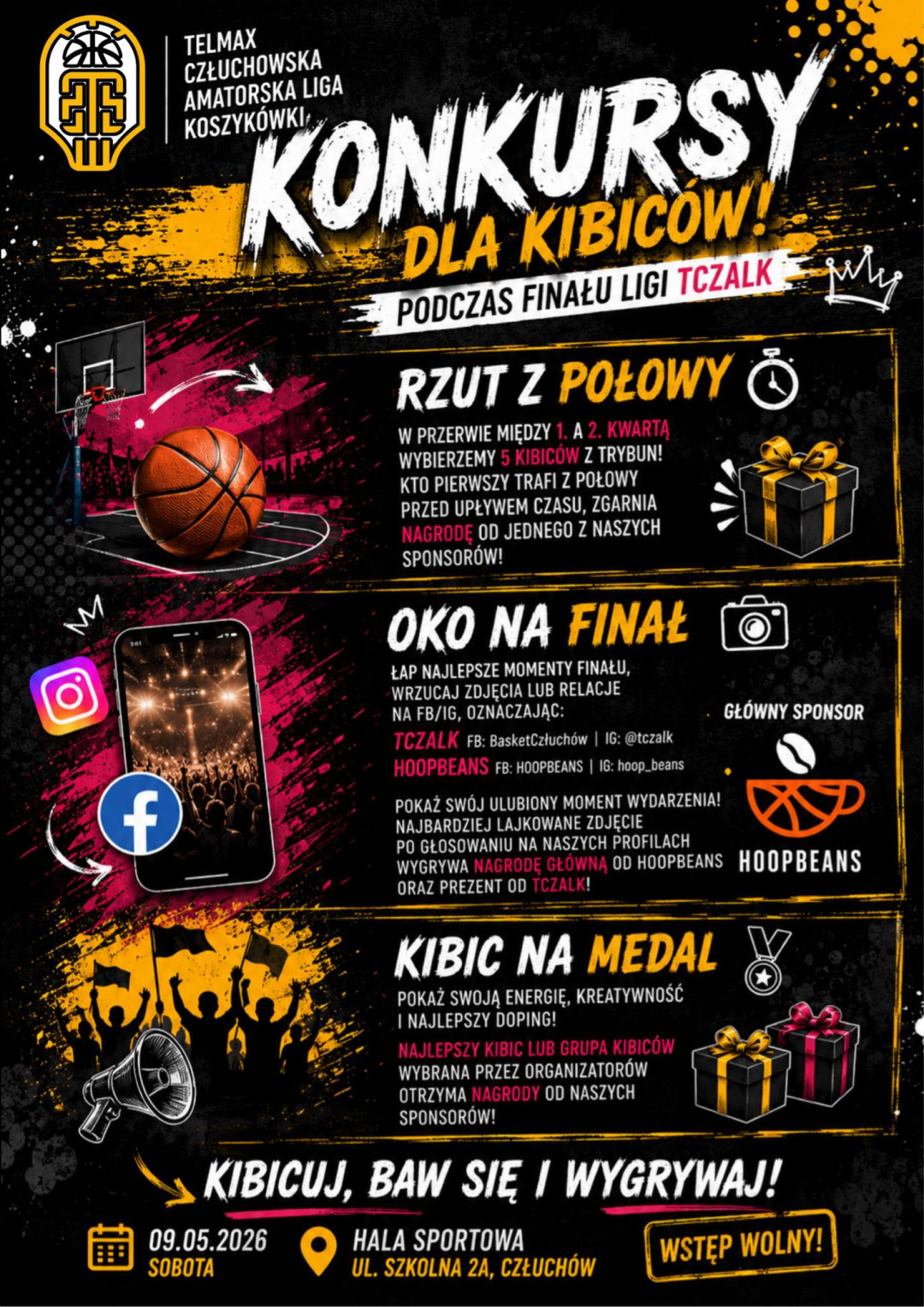 Dziś (9.05) wielki finał Telmax Człuchowskiej Amatorskiej Ligi Koszyk&oacute;wki. O trofeum zagrają Old Times Człuch&oacute;w i Profil Piła