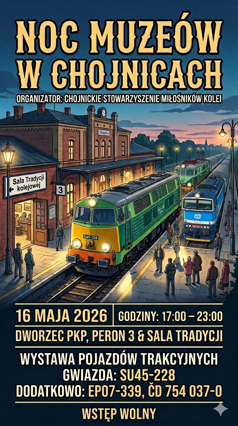 Trzy lokomotywy i sala tradycji kolejowej na dworcu. W Chojnicach dziś (16.05) Kolejowa Noc Muze&oacute;w