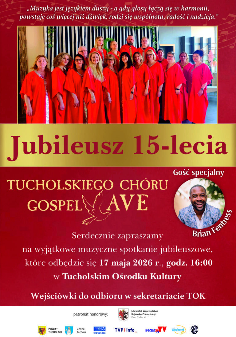 Dzisiaj (17.05) tucholski ch&oacute;r gospel AVE będzie świętował swoje 15 urodziny. W tutejszym ośrodku kultury