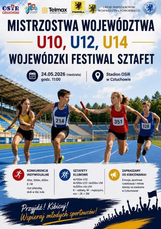 Duży mityng lekkoatletyczny w Człuchowie. Odbędą się tu Mistrzostwa Wojew&oacute;dztwa i Wojew&oacute;dzki Festiwal Sztafet