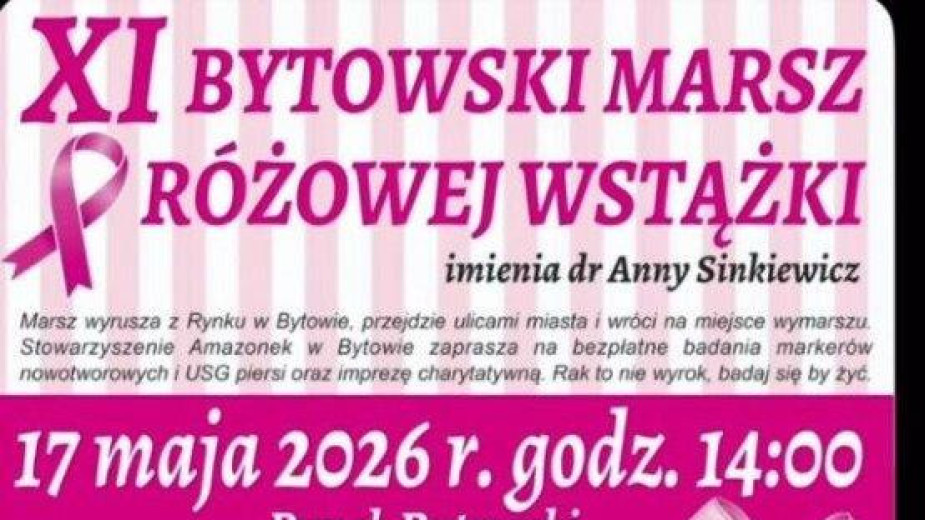 W niedzielę w Bytowie odbędzie się 11. Marsz Różowej Wstążki. Chcemy przede wszystkim dać świadectwo, że warto się badać, bo warto żyć