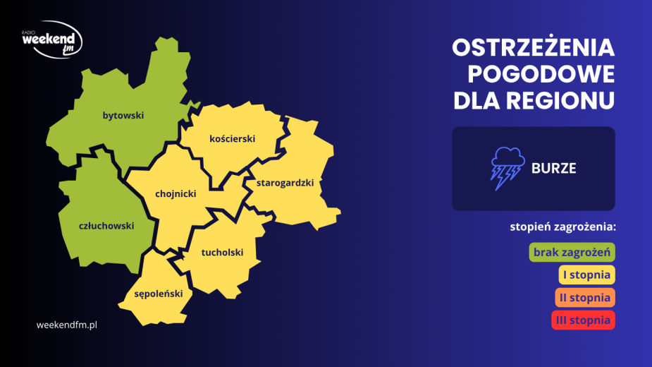 Nad częścią naszego regionu mogą dziś przejść burze. Możliwe jest też wystąpienie drobnego gradu i silnych porywów wiatru