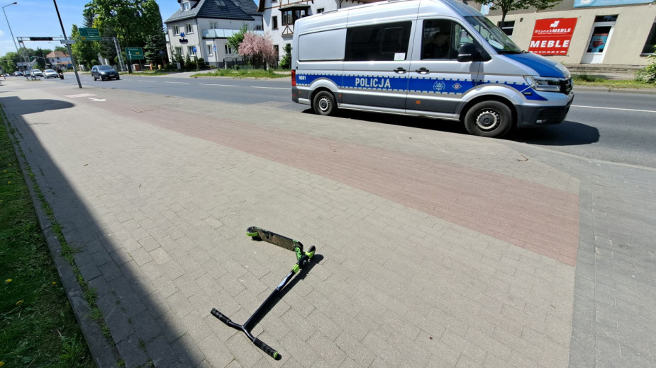 Wypadek chłopca na hulajnodze w Chojnicach. 11-latek trafił do szpitala z obrażeniami ciała 