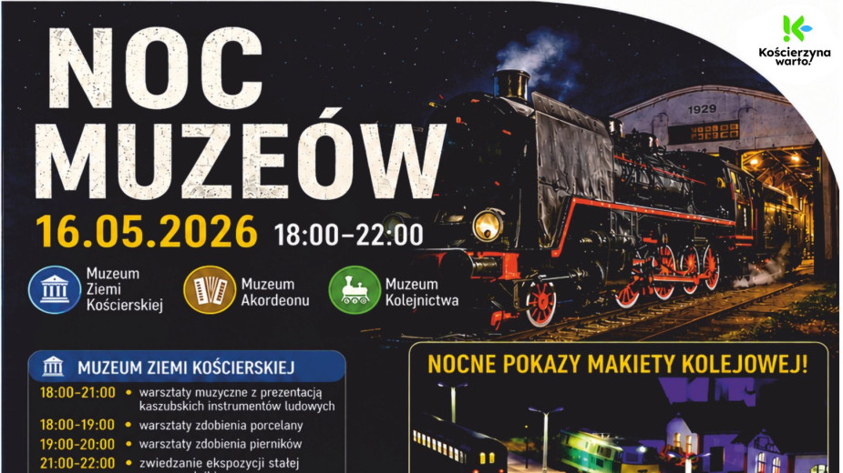 Zwiedzanie z przewodnikiem. przejażdżki drezyną ręczną oraz pokaz makiety kolejowej H0. Tak zapowiada się Noc Muzeów w Kościerzynie
