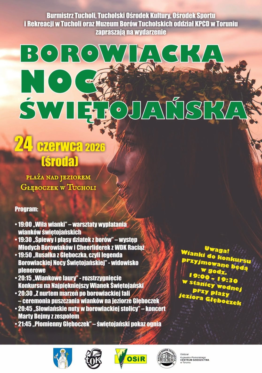 Dziś (24.06) w Tucholi odbędzie się Borowiacka Noc Świętojańska. Na plaży nad Głęboczkiem