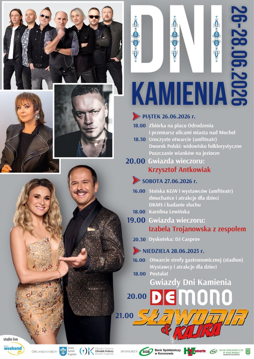 De Mono i Sławomir wystąpią w niedzielę (28.06) na zakończenie Dni Kamienia Krajeńskiego