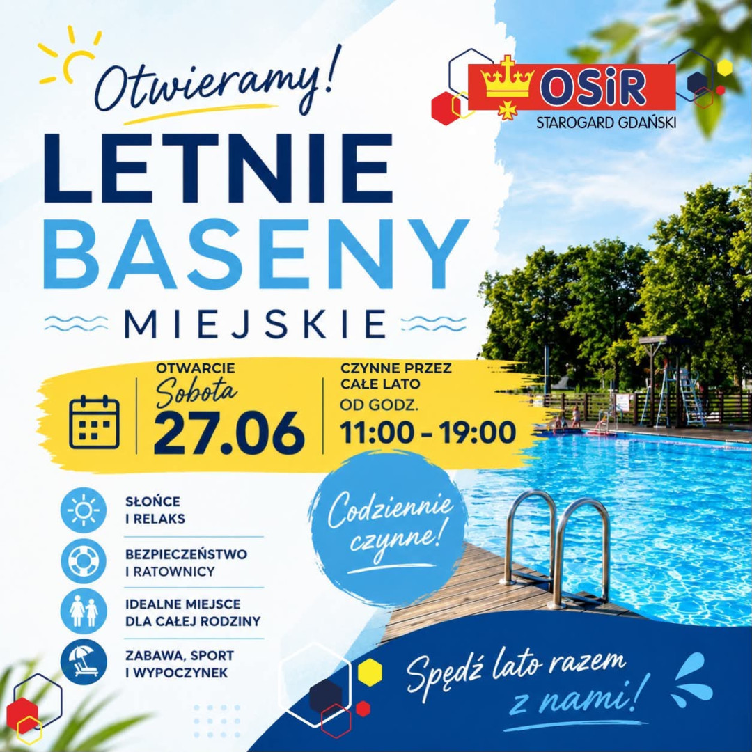 Letnie baseny miejskie na starogardzkich Piekiełkach od dziś (27.06) otwarte