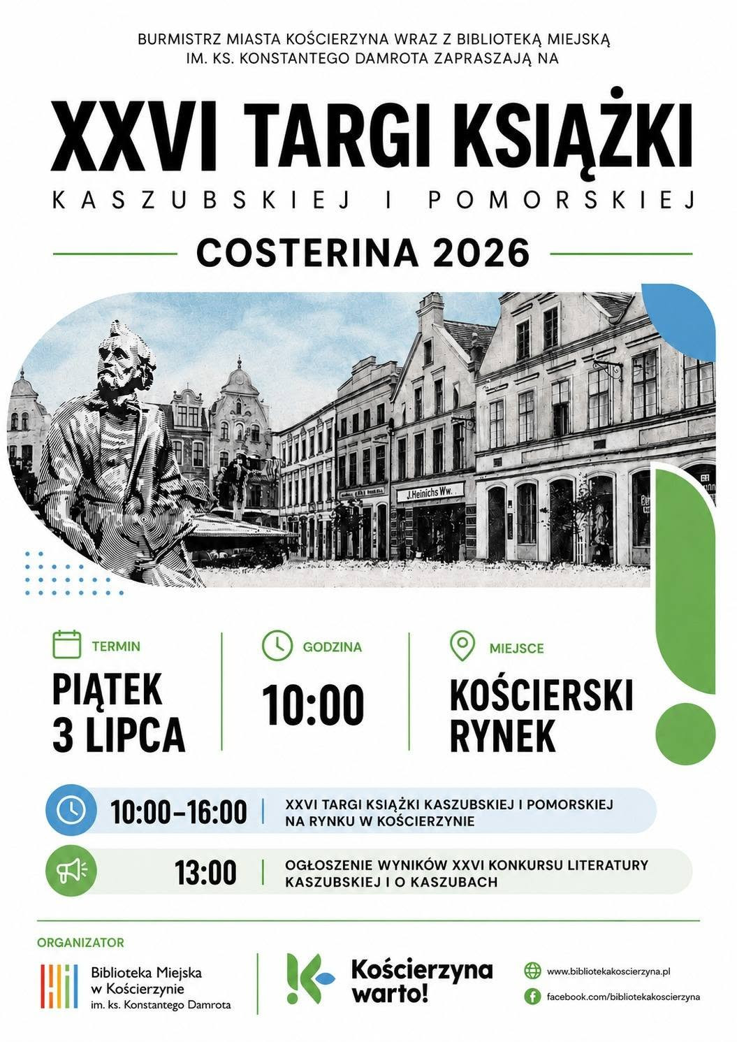 Jutro (3.07.) wielkie święto literatury w Kościerzynie. Odbędą się tu Targi Książki Kaszubskiej i Pomorskiej "Costerina"