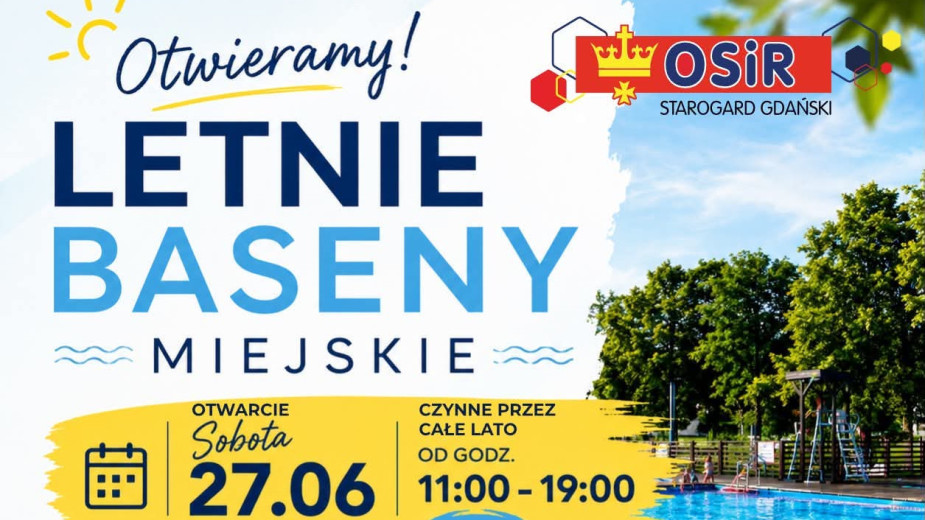 Letnie baseny miejskie na starogardzkich Piekiełkach od dziś (27.06) otwarte
