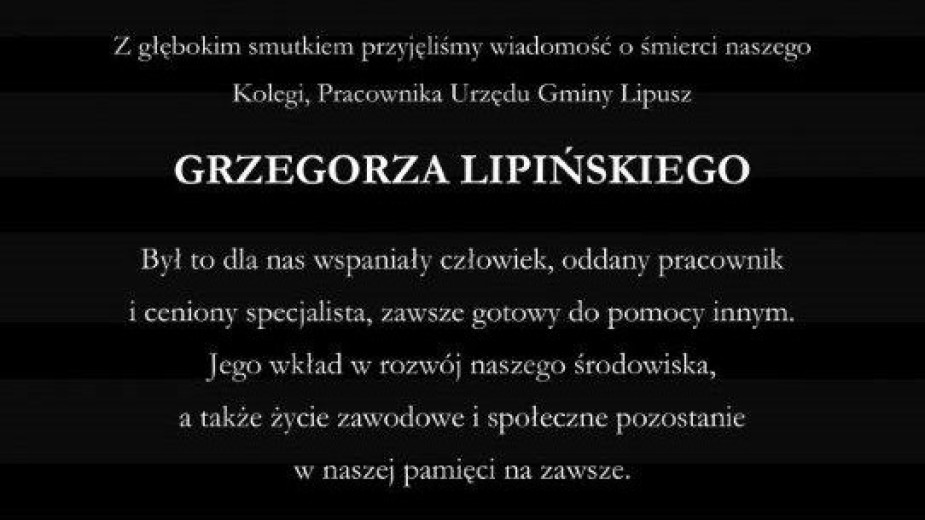 Gmina Lipusz żegna działacza sportowego i byłego radnego. Zmarł Grzegorz Lipiński