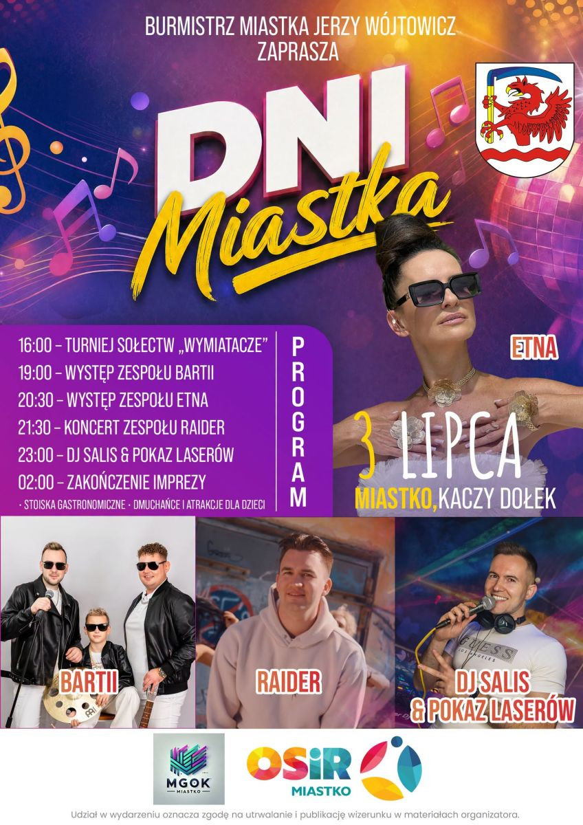 W piątek (3.07) ruszają Dni Miastka a w sobotę Pomorski festiwal Łap Kulturę. Dla gości atrakcje nie tylko na scenie
