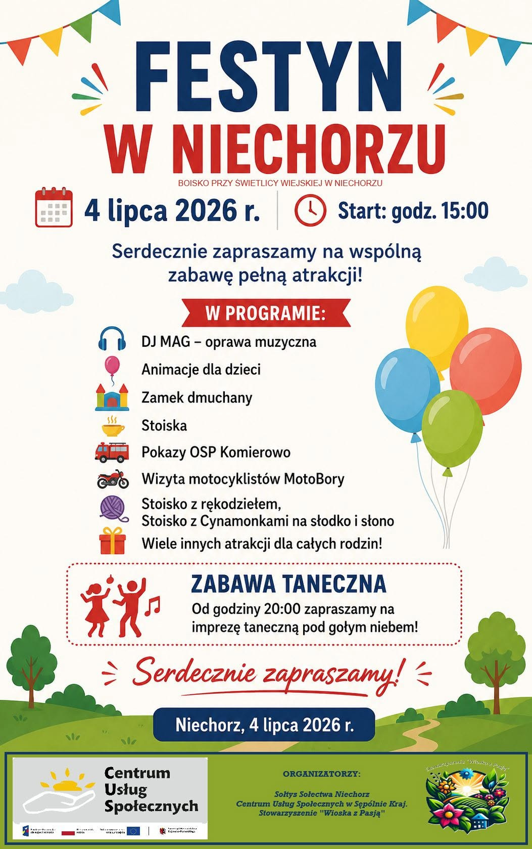 Stowarzyszenie "Wioska z pasją" z Niechorza zaprasza dziś (4.07) na festyn rodzinny przy świetlicy wiejskiej