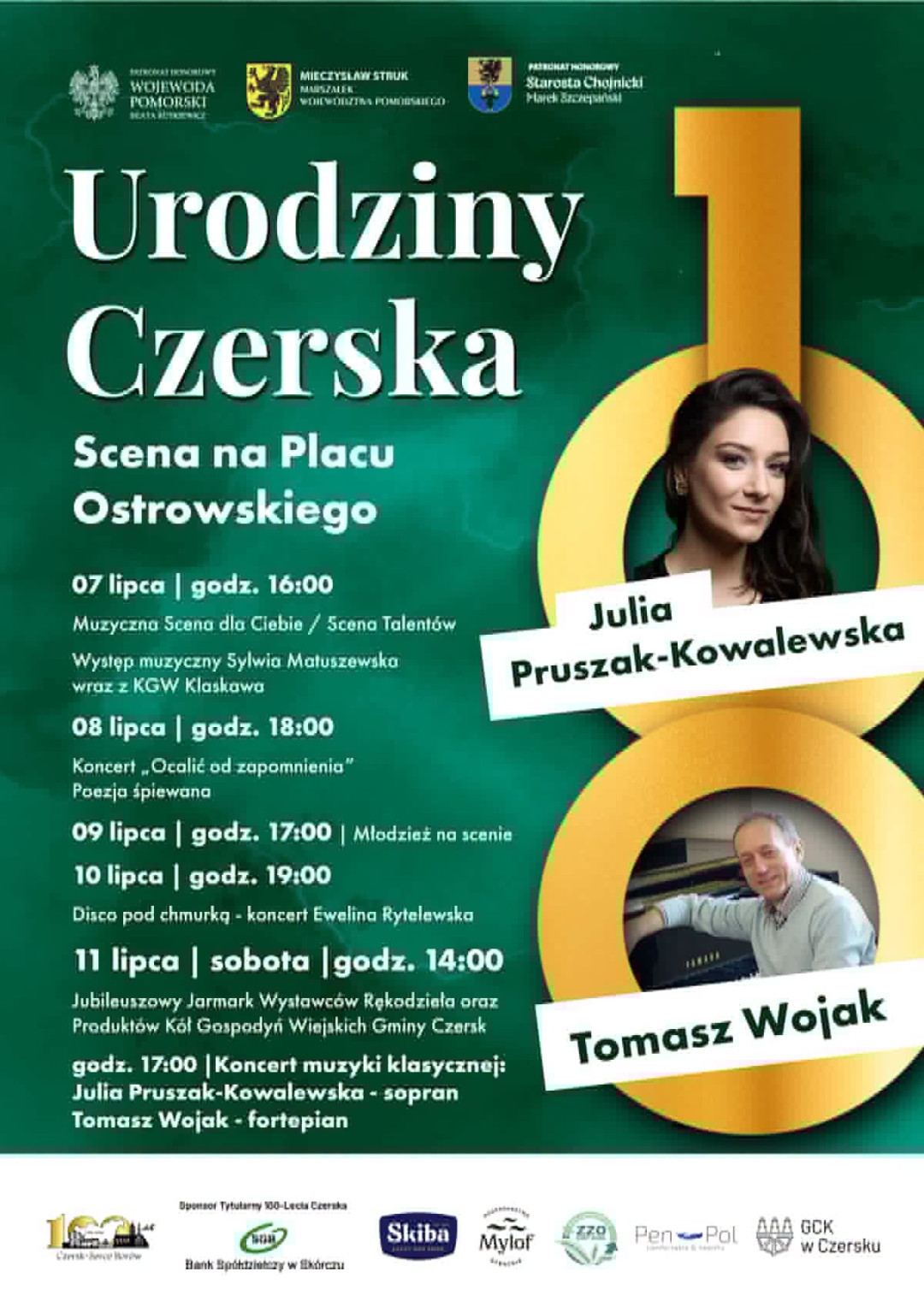 W sobotę (11.07) w Czersku wsp&oacute;lny koncert diwy operowej Julii Pruszak-Kowalewskiej i pianisty Tomasza Wojaka