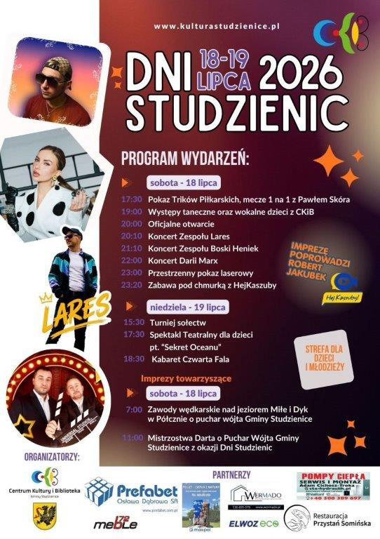 Zawody, koncerty i kabaret Czwarta Fala. W ten weekend (18-19.07) odbędą się Dni Studzienic