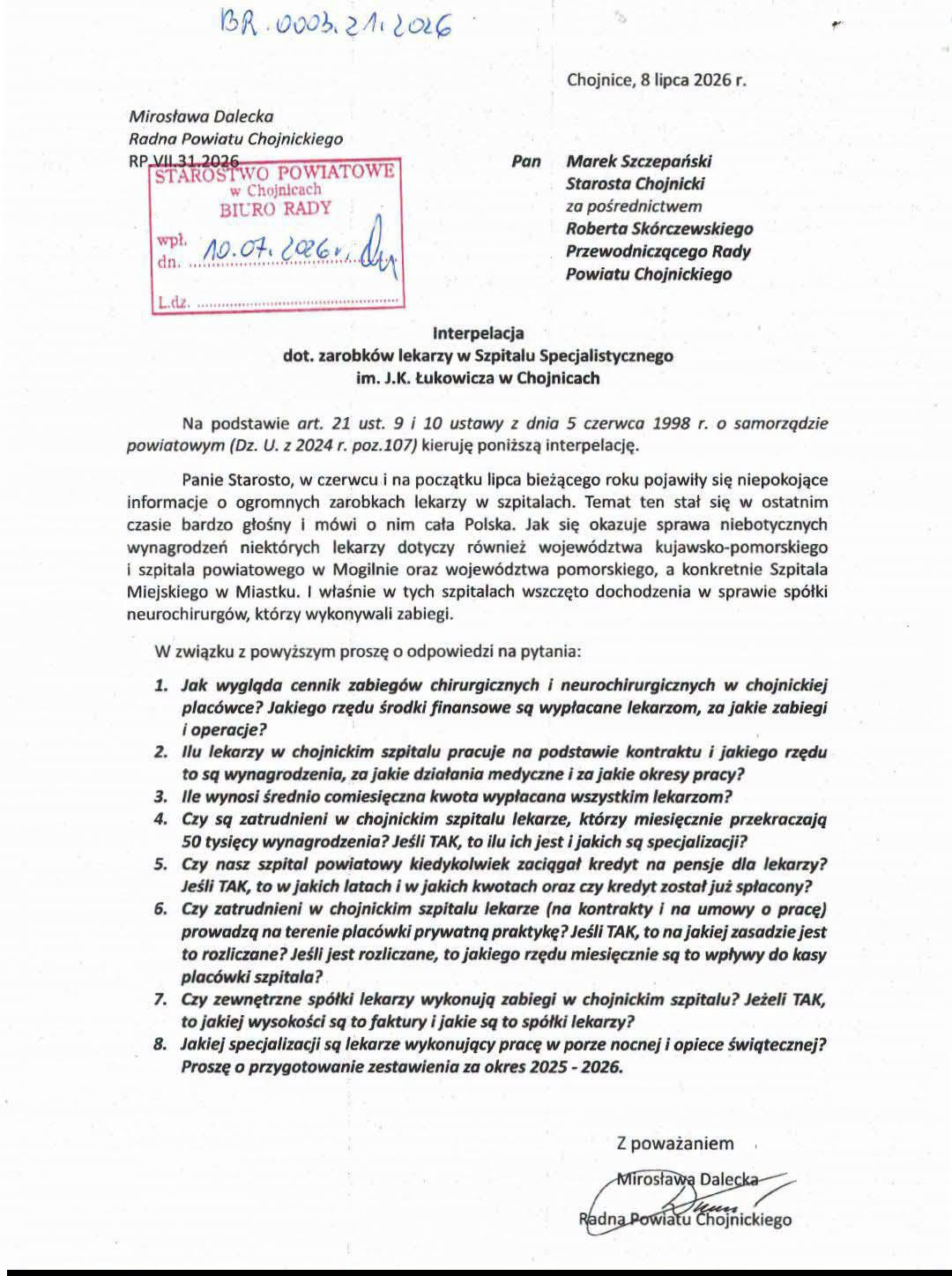 Ile zarabiają lekarze w szpitalu w Chojnicach? Zapytała o to radna powiatowa, ale odpowiedź ją rozczarowała