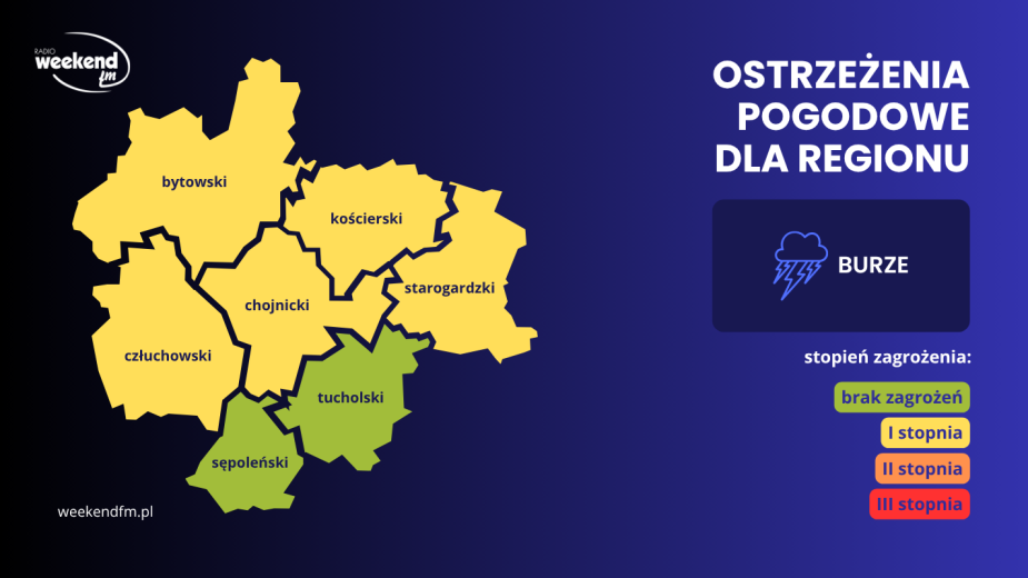 Dziś po południu nad naszym regionem mogą wystąpić burze. Wydano ostrzeżenie 1. stopnia dla północnej części kraju