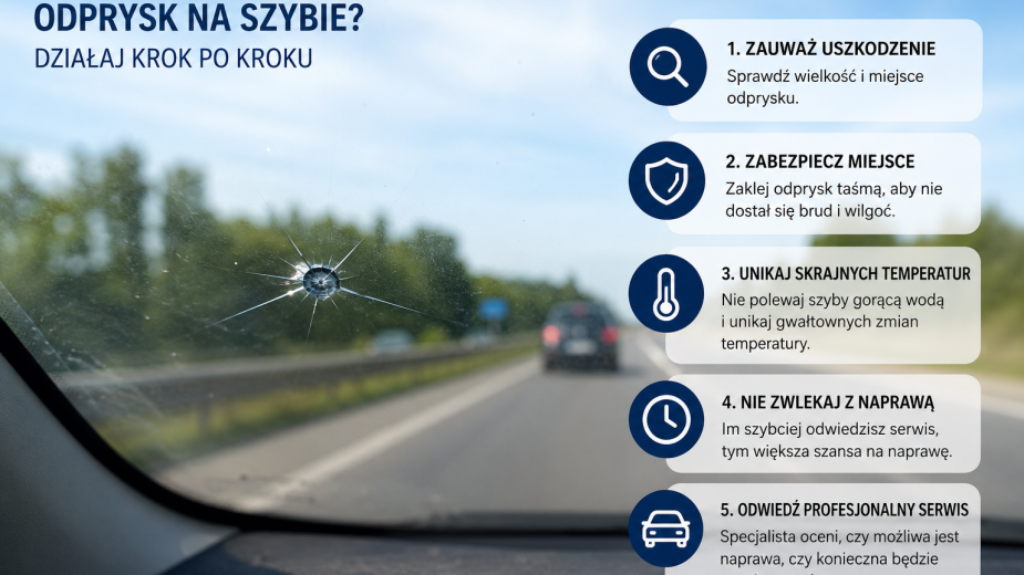 Odprysk na szybie po uderzeniu kamienia &ndash; co zrobić krok po kroku?