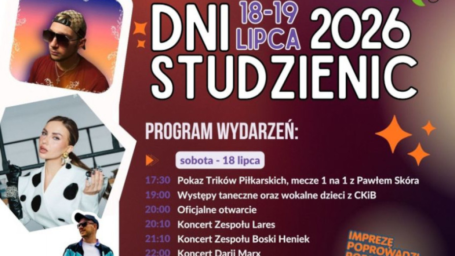 Zawody, koncerty i kabaret Czwarta Fala. W ten weekend (18-19.07) odbędą się Dni Studzienic
