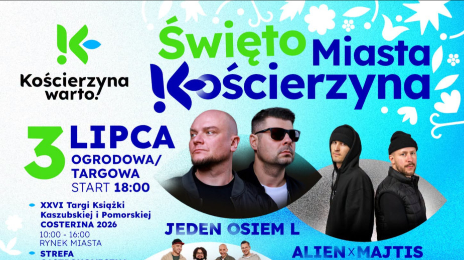 Targi książki i koncerty. W piątek (3.07.) Kościerzyna rozpoczyna dwudniowe obchody święta miasta