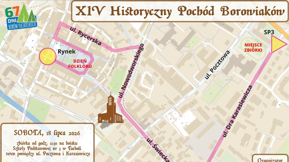 Jeszcze tylko dzisiaj (10.07) można zgłosić się do XIV, historycznego Pochodu Borowiaków. Ten za tydzień przejdzie ulicami Tucholi
