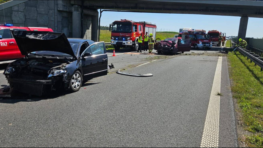 Wypadek samochodowy na autostradzie A1 w powiecie starogardzkim