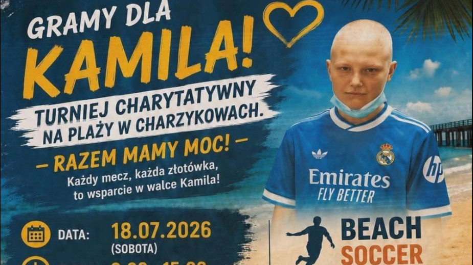 W sobotę (18.07) w Charzykowach charytatywny turniej beach soccera dla Kamila. Jeszcze można zgłaszać drużyny