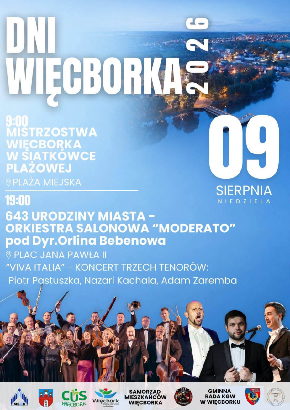 Dziś (09.08) w Więcborku koncert z okazji 643. urodzin miasta. "Muzyka klasyczna w dobrym wykonaniu"