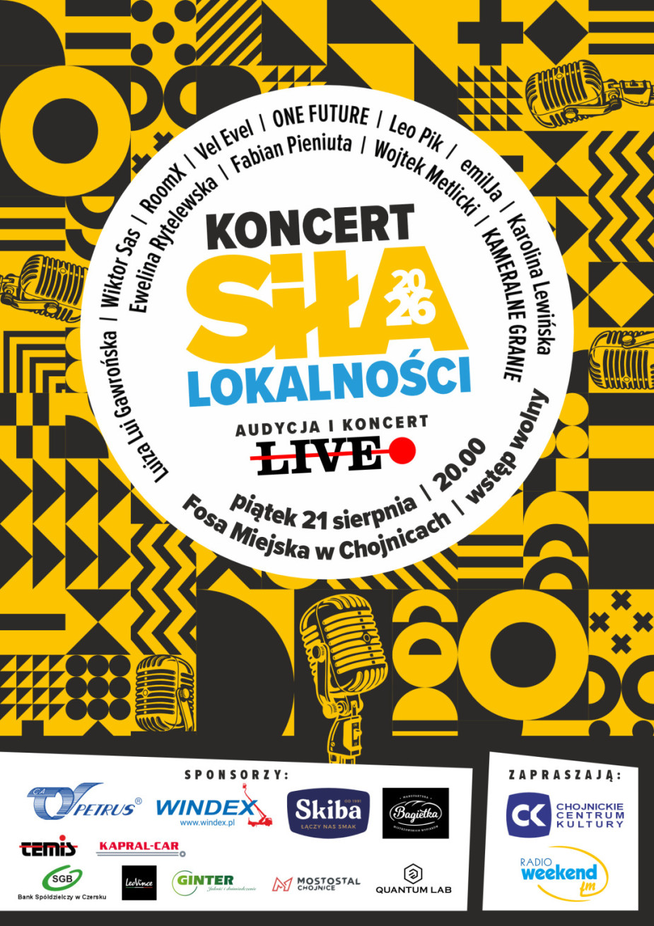 "Siła lokalności 2026" - koncert i audycja live. Sprawdź, kto wystąpi 21 sierpnia w Fosie Miejskiej w Chojnicach!