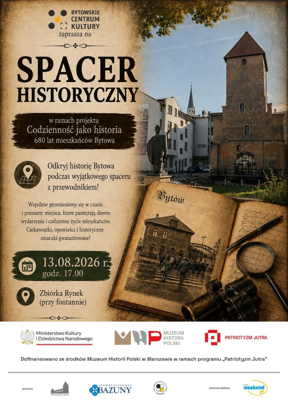 To okazja, aby spojrzeć na miasto z innej strony. W czwartek (13.08.) w Bytowie odbędzie się trzeci spacer historyczny z przewodnikiem