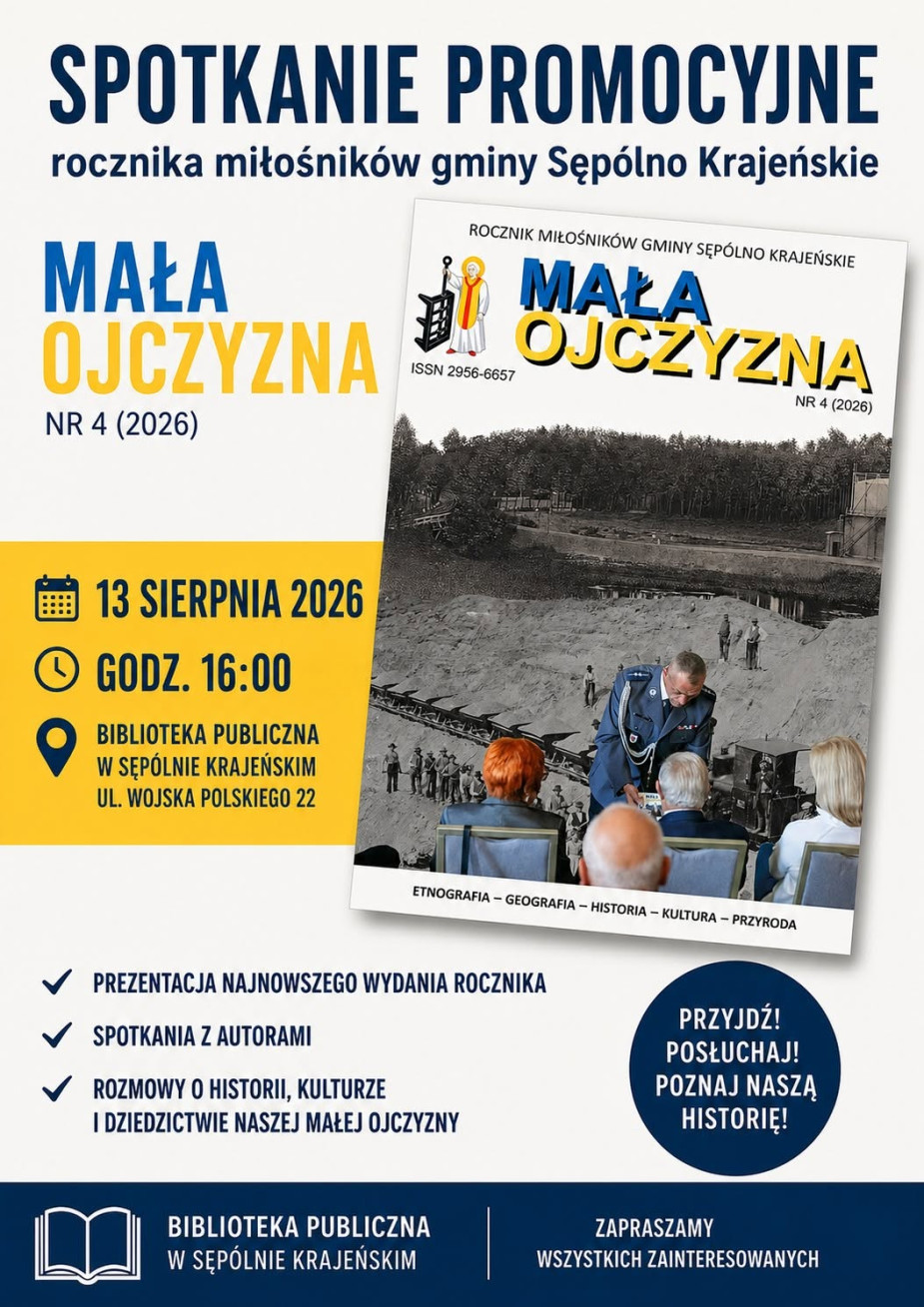 W sępoleńskiej Bibliotece dziś (13.08) premiera 4. edycji rocznika miłośnik&oacute;w Sęp&oacute;lna "Mała Ojczyzna"