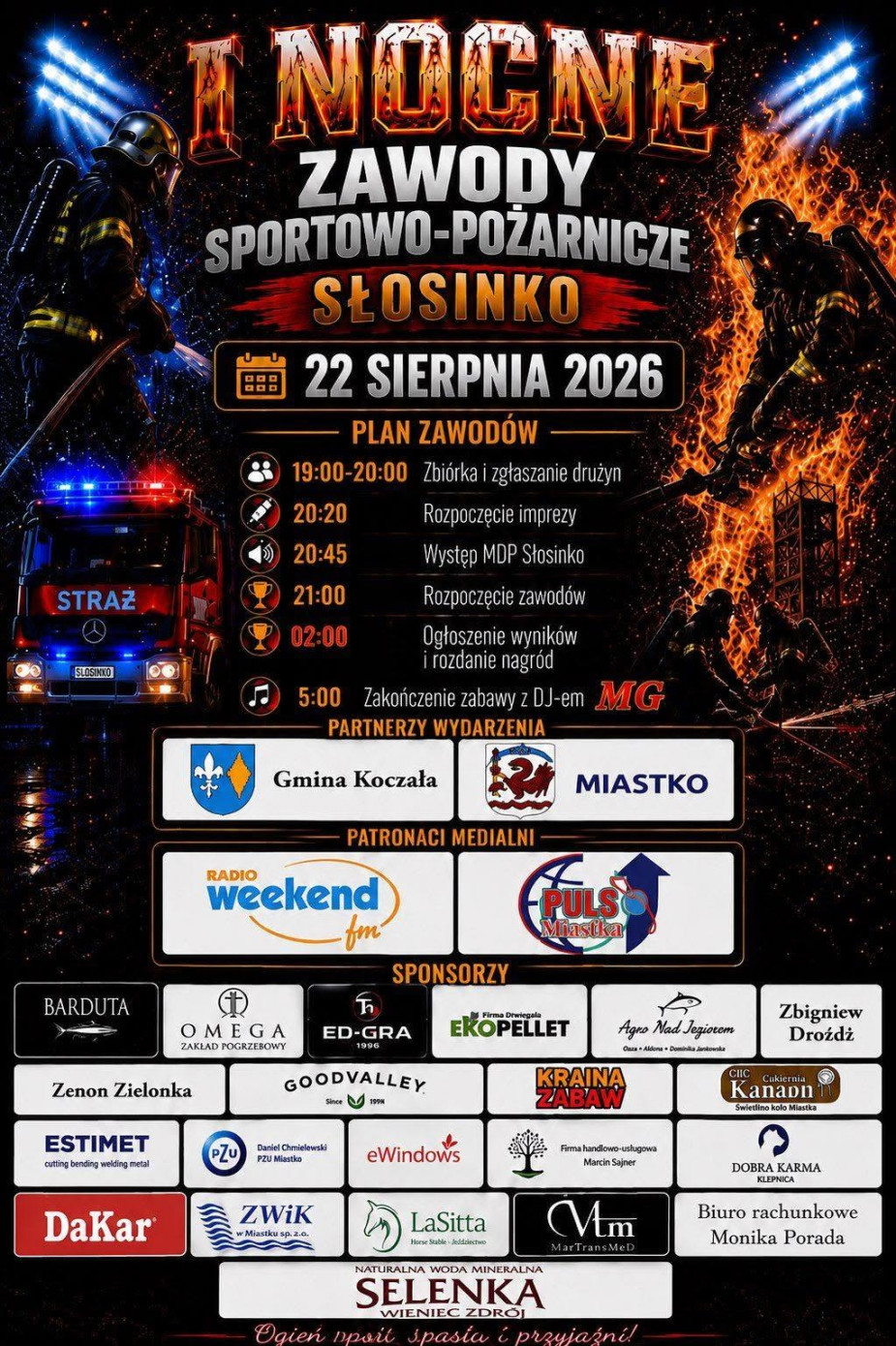 Noc, światła, syreny, rywalizacja. I Og&oacute;lnopolskie Nocne Zawody Sportowo-Pożarnicze odbędą się w sobotę w gminie Miastko. Do Słosinka zaprasza druh Oskar Grzelak (ROZMOWA)