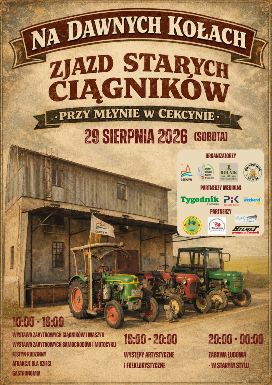 Jutro (29.08) w Cekcynie odbędzie się zjazd starych pojazd&oacute;w pod nazwą "Na dawnych kołach". Impreza organizowana jest po raz pierwszy