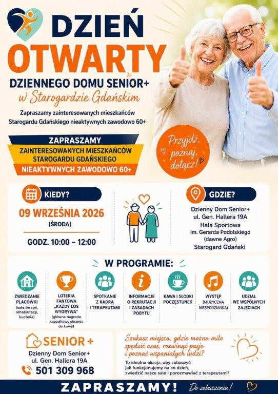 Dzień otwarty w Dziennym Domu Senior + w Starogardzie Gdańskim. Mamy zaproszenie dla chętnych