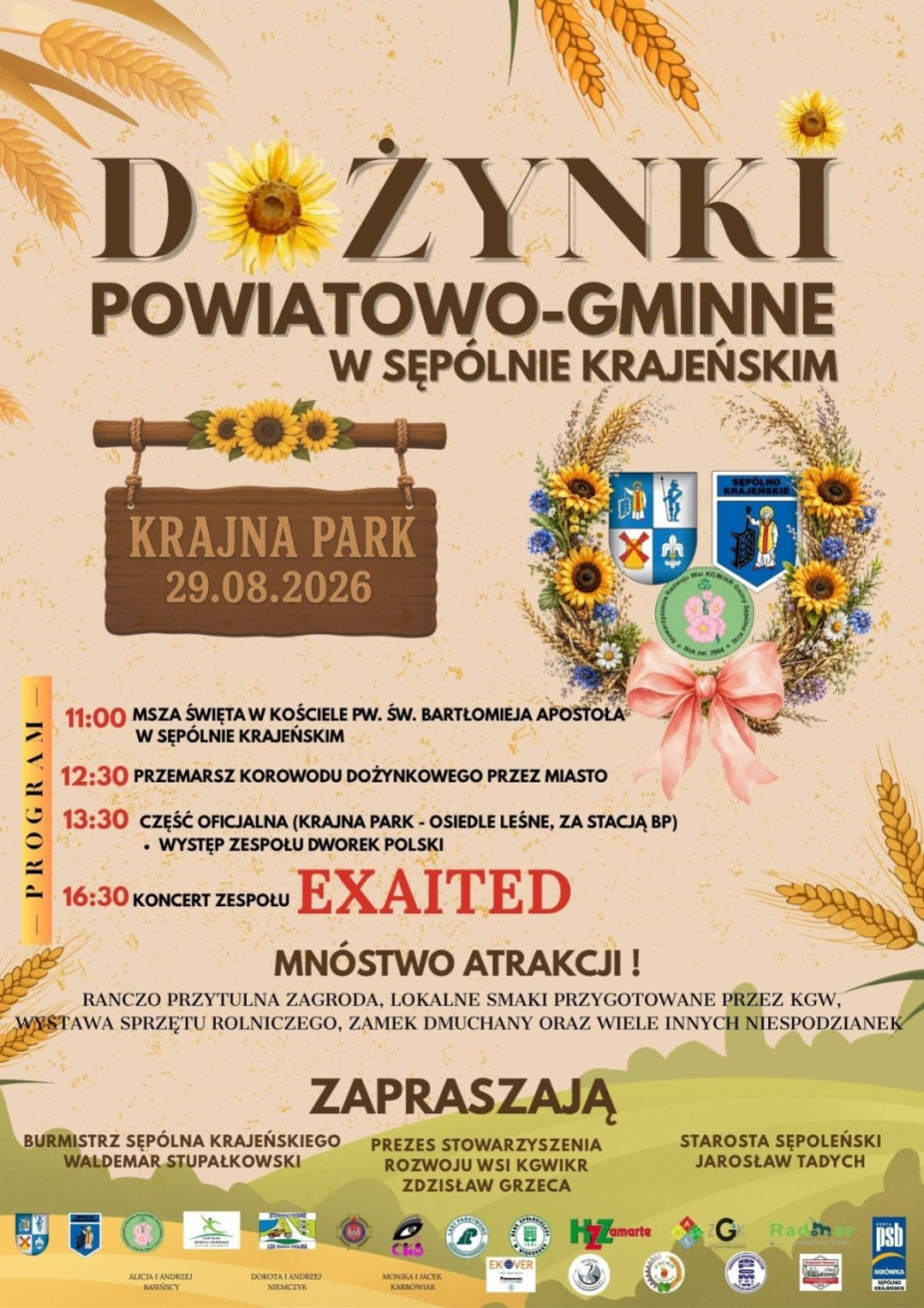 w Sęp&oacute;lnie Krajeńskim odbędą się dziś (29.08) dożynki powiatowo - gminne