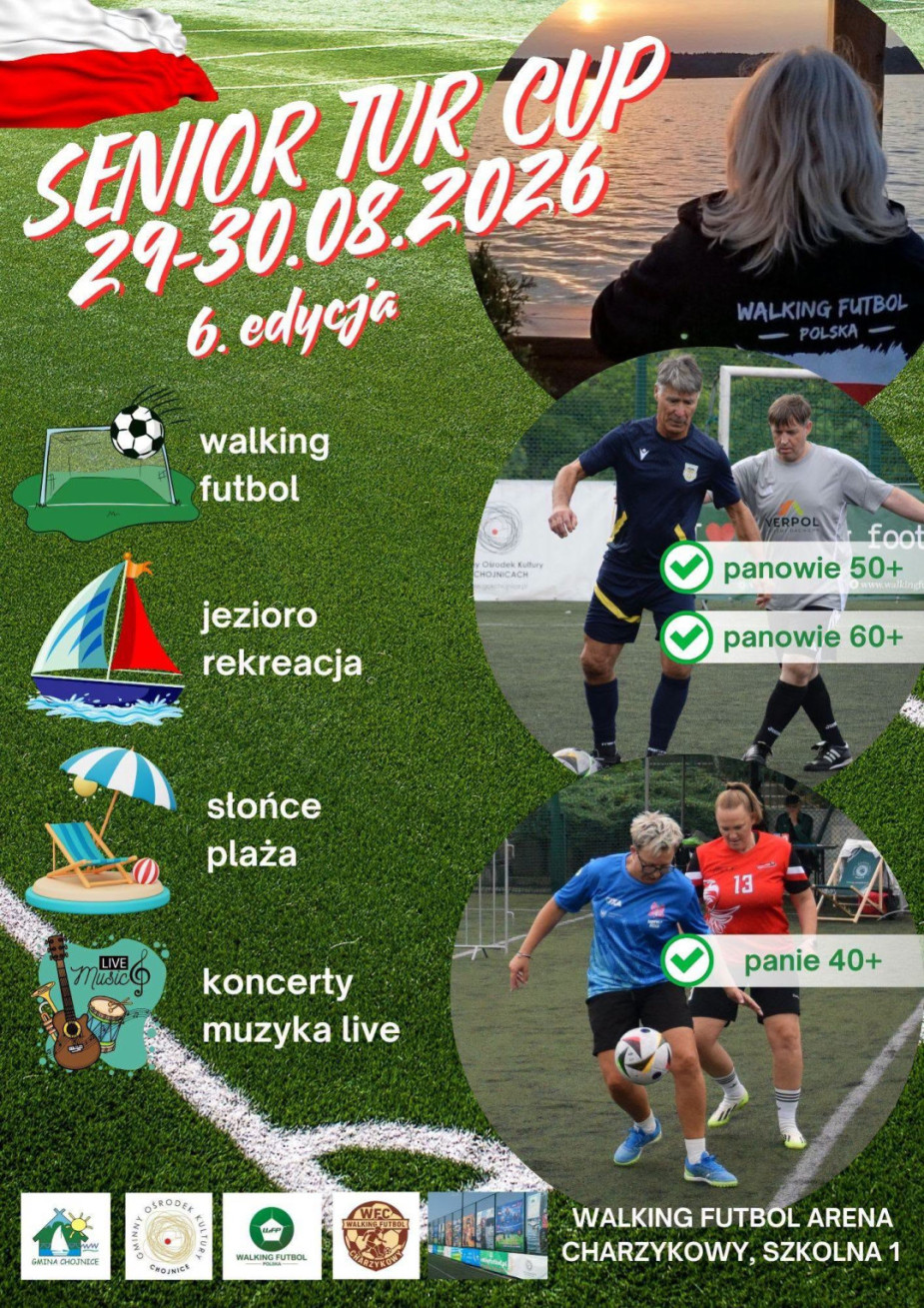 To największy turniej chodzonej piłki nożnej w Polsce. Walking Futbol Charzykowy i Walking Futbol Polska zapraszają na Senior Tur Cup w Charzykowach