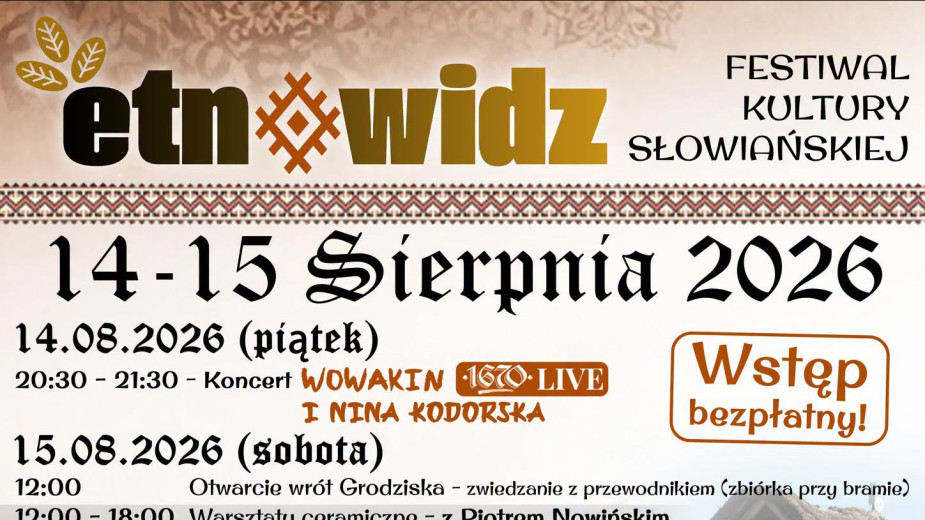Dziś (14.08) w Grodzisku Owidz, w gminie Starogard Gdański rusza Festiwal Kultury Słowiańskiej "EtnOwidz". To dwudniowa impreza