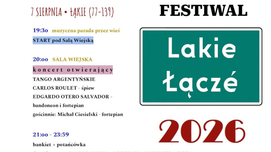 W ten weekend 7-9.08 Festiwal Lakie Łącze, w gminie Lipnica. Trzy dni wydarzeń muzycznych w trzech lokalizacjach