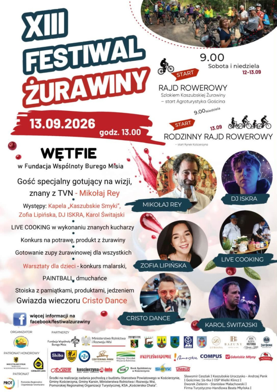 Trwają zapisy na rowerowe rajdy poprzedzające Festiwal Żurawiny w miejscowości Wętfie, w gminie Kościerzyna 