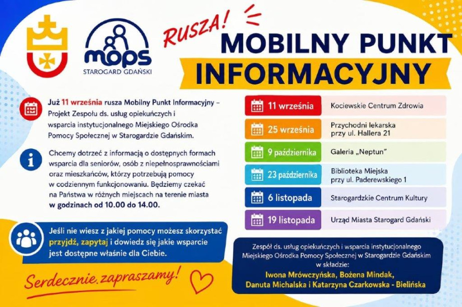 W Starogardzie Gdańskim rusza Mobilny Punkt Informacyjny. Będzie się tu można dowiedzieć o formach wsparcia świadczonych przez MOPS