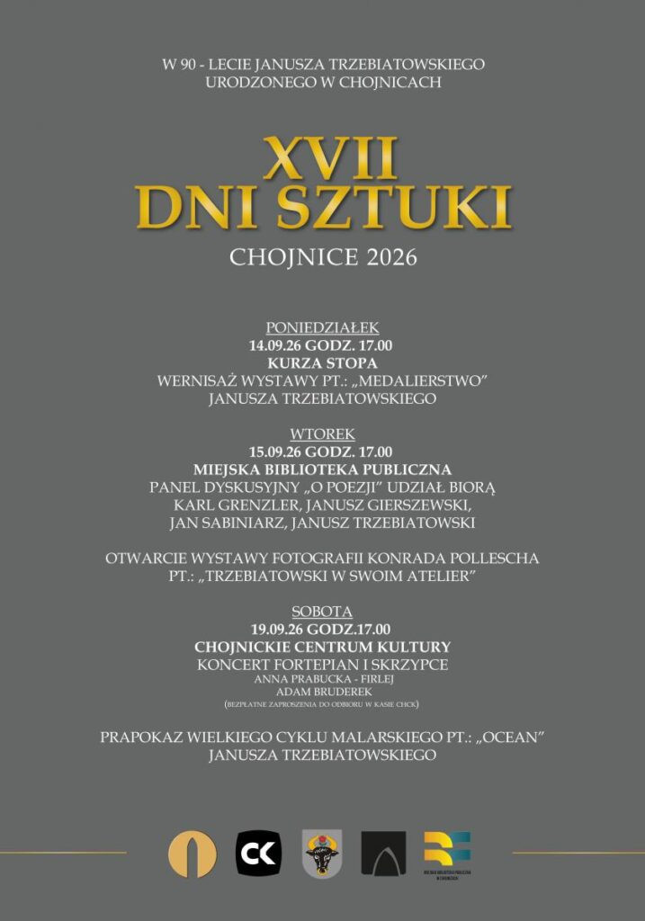 W poniedziałek (14.09) w Chojnicach ruszają 17. Dni Sztuki. Na początek wernisaż wystawy Janusza Jutrzenki Trzebiatowskiego